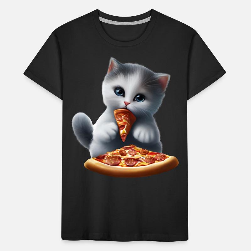 Cat eats pizza Kids' Premium Organic T-Shirt