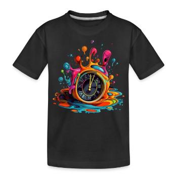 Five past twelve and time melts away ... - Kids' Premium Organic T-Shirt - black - Front