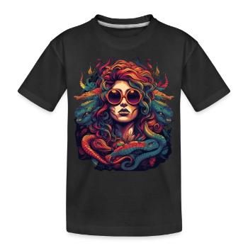 Cool Medusa tête serpents cheveux grandes couleurs - T-shirt bio Premium Enfant - noir - Devant