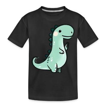 Cute crayon dinosaur - Kids' Premium Organic T-Shirt - black - Front