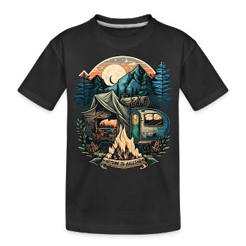 Ein Leben ohne Camping ist möglich aber sinnlos - Kinder Premium Bio T-Shirt - Schwarz - Vorne