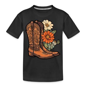 Bottes de cow-boy Fleurs - T-shirt bio Premium Enfant - noir - Devant