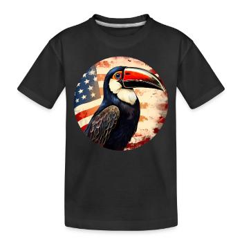 Tukan amerika Flagge - Kinder Premium Bio T-Shirt - Schwarz - Vorne