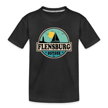 Flensburg - Kinder Premium Bio T-Shirt - Schwarz - Vorne
