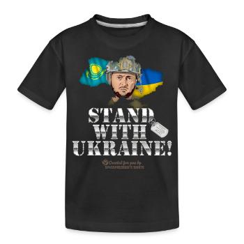 Ukraine Kasachstan - Kinder Premium Bio T-Shirt - Schwarz - Vorne
