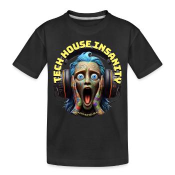 TECH HOUSE INSANITY - Funny Dude with Headphones! - Kids' Premium Organic T-Shirt - black - Front