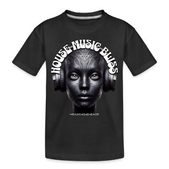 HOUSE MUSIC BLISS - Cool Woman with Headphones! - Kids' Premium Organic T-Shirt - black - Front