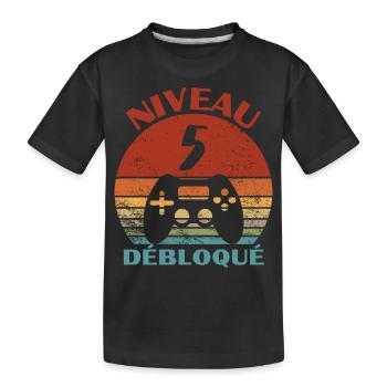 niveau 5 débloqué - anniversaire - T-shirt bio Premium Enfant - noir - Devant