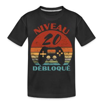 niveau 20 débloqué - anniversaire - T-shirt bio Premium Enfant - noir - Devant