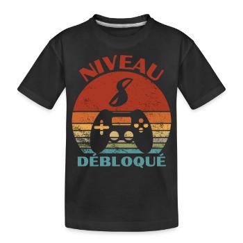 niveau 8 débloqué - anniversaire - T-shirt bio Premium Enfant - noir - Devant