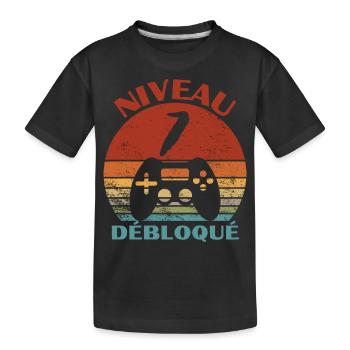 niveau 7 débloqué - anniversaire - T-shirt bio Premium Enfant - noir - Devant