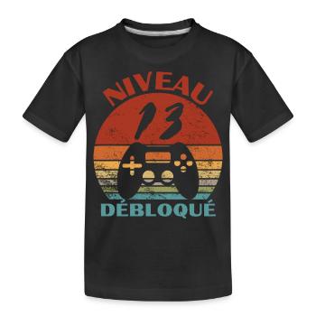 niveau 13 débloqué - anniversaire - T-shirt bio Premium Enfant - noir - Devant