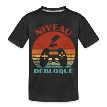 niveau 2 débloqué - anniversaire - T-shirt bio Premium Enfant - noir - Devant