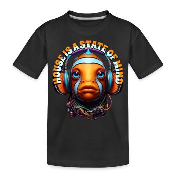 HOUSE IS A STATE OF MIND - Clownfish & Headphones! - Kids' Premium Organic T-Shirt - black - Front