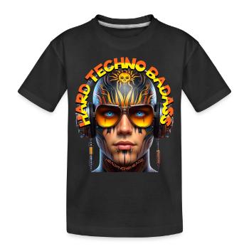 HARD TECHNO BADASS - Crazy Human with Headphones! - Kids' Premium Organic T-Shirt - black - Front