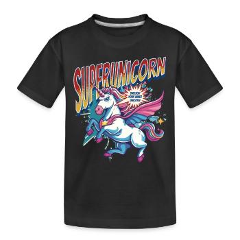 Licorne super-héros superpouvoirs bande dessinée surnaturelle - T-shirt bio Premium Enfant - noir - Devant