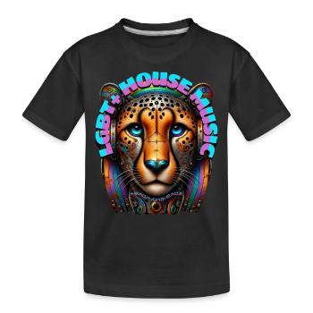 LGBT+ HOUSE MUSIC - Cool Cheetah with Headphones! - Kids' Premium Organic T-Shirt - black - Front