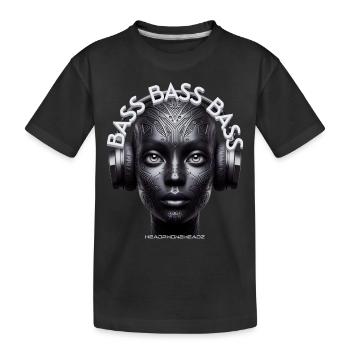 BASS BASS BASS - Cool Human with Headphones! - Kids' Premium Organic T-Shirt - black - Front