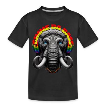 GIMME DA BASS - Cool Mammoth with Headphones! - Kids' Premium Organic T-Shirt - black - Front
