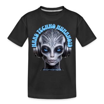 HARD TECHNO HUMANOID – Cool Grey Dude Headphones! - Kids' Premium Organic T-Shirt - black - Front
