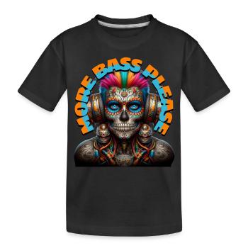 MORE BASS PLEASE - Cool Dude with Headphones! - Kids' Premium Organic T-Shirt - black - Front