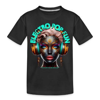 ELECTRO POP FUN - Cool Woman with Headphones! - Kids' Premium Organic T-Shirt - black - Front
