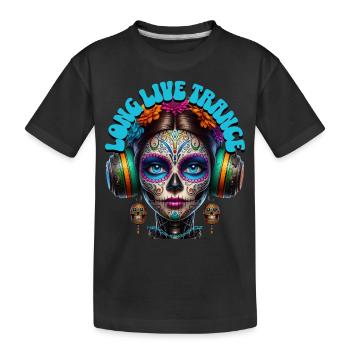 LONG LIVE TRANCE - Cool Woman with Headphones! - Kids' Premium Organic T-Shirt - black - Front