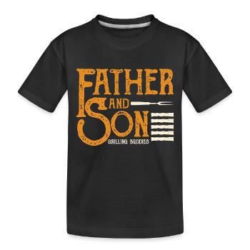 Father and Son - Kids' Premium Organic T-Shirt - black - Front