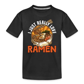 J’adore vraiment les ramen - T-shirt bio Premium Enfant - noir - Devant