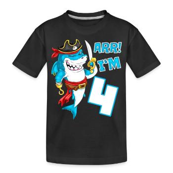 4. Geburtstag Hai Piraten Jungen Kinder - Kinder Premium Bio T-Shirt - Schwarz - Vorne