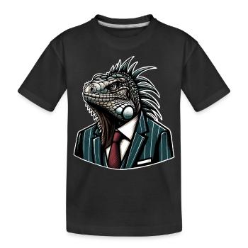 Leguan Im Anzug - Kinder Premium Bio T-Shirt - Schwarz - Vorne