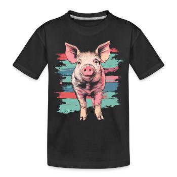 Mignon petit cochon cochon vintage - T-shirt bio Premium Enfant - noir - Devant