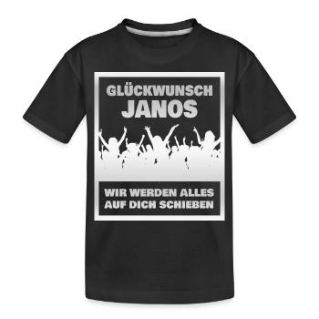 Janos as a colleague - Kids' Premium Organic T-Shirt - black - Front