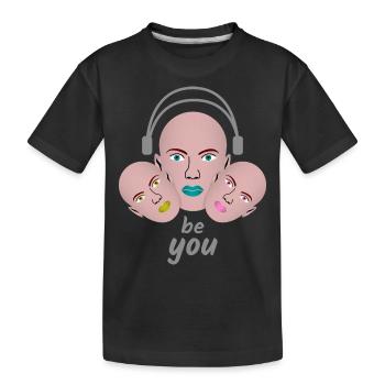 Be You Kissing Mouth Headphone Gift - Kids' Premium Organic T-Shirt - black - Front