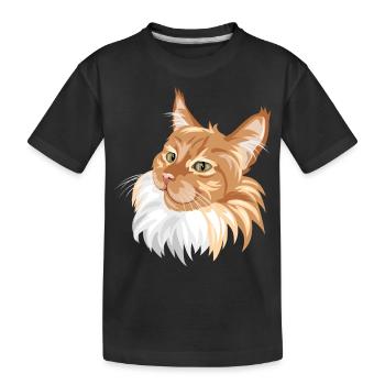 Ginger cat portrait - Kids' Premium Organic T-Shirt - black - Front