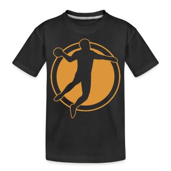 Dynamic Handball Player Silhouette Sports Design - Kinder Premium Bio T-Shirt - Schwarz - Vorne