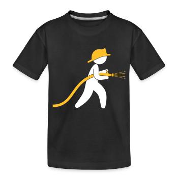 Un pompier avec un tuyau d'eau - T-shirt bio Premium Enfant - noir - Devant