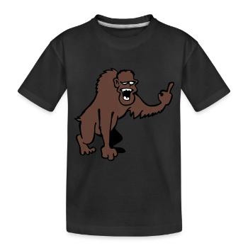 Monkey showing middle finger - Kids' Premium Organic T-Shirt - black - Front