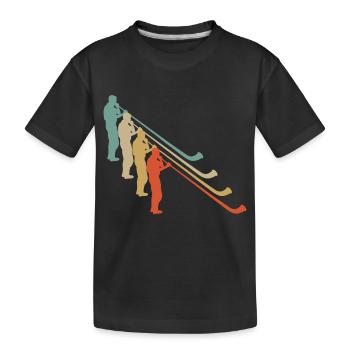 Retro Vintage Style Alphorn Alpenhorn Musik - Kinder Premium Bio T-Shirt - Schwarz - Vorne