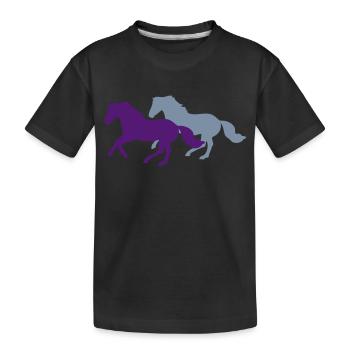 Deux chevaux au galop - T-shirt bio Premium Enfant - noir - Devant