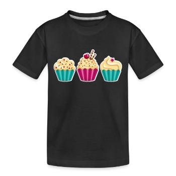 Cupcake - Muffin - Donut - Ice cream - chocolate - - Kids' Premium Organic T-Shirt - black - Front