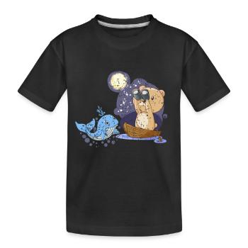 Teddy Bear Sailor Capitaine Ahoi Bateau de voyage - T-shirt bio Premium Enfant - noir - Devant
