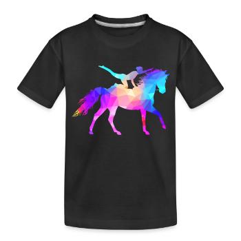 Voltigieren Reitsport Akrobatik Reiten Pferd bunt - Kinder Premium Bio T-Shirt - Schwarz - Vorne