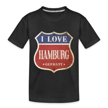 Hamburg Germany City I Love Vintage Retro - Kids' Premium Organic T-Shirt - black - Front