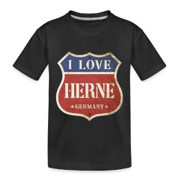 Herne Germany City I Love Vintage Retro - Kids' Premium Organic T-Shirt - black - Front