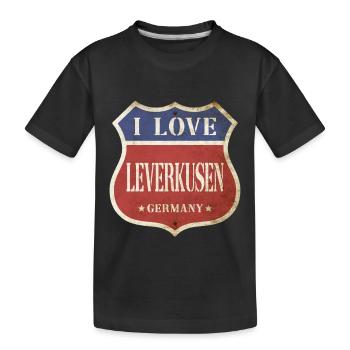 Leverkusen Germany City I Love Vintage Retro - Kids' Premium Organic T-Shirt - black - Front