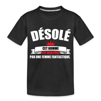 Sorry, dieser Mann ist schon vergeben - Kinder Premium Bio T-Shirt - Schwarz - Vorne
