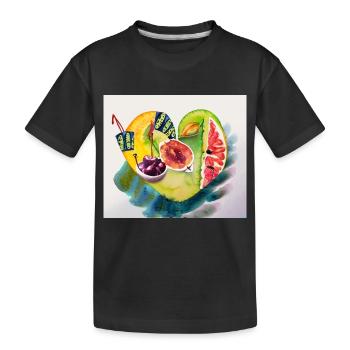 Obst fürs Herz - Kinder Premium Bio T-Shirt - Schwarz - Vorne