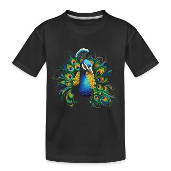Paon Paon Plume Exotique Coloré Coloré Art - T-shirt bio Premium Enfant - noir - Devant