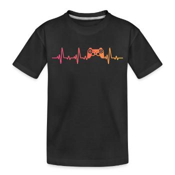 Konsolencontroller Sunset Heartbeat Gamer - Kinder Premium Bio T-Shirt - Schwarz - Vorne